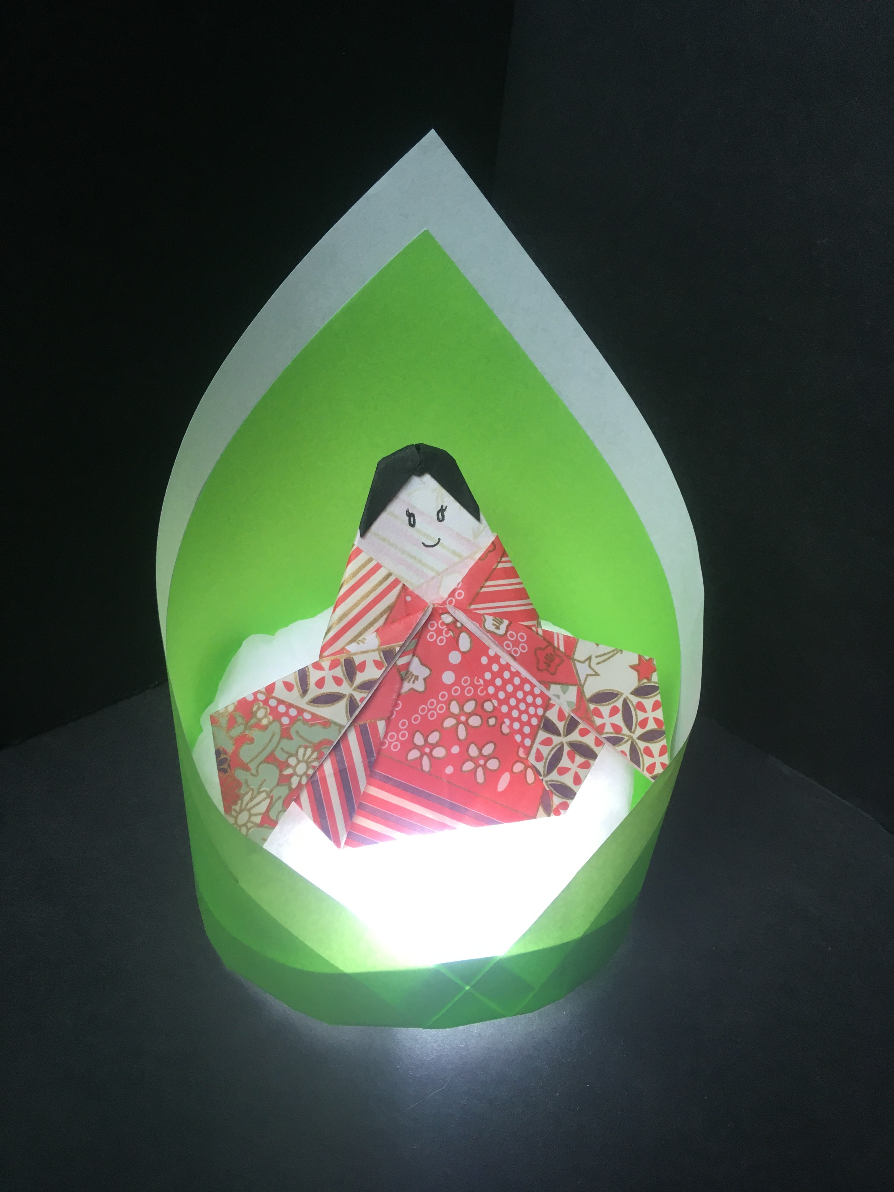 Origami Glowing Princess Kaguya in Bamboo