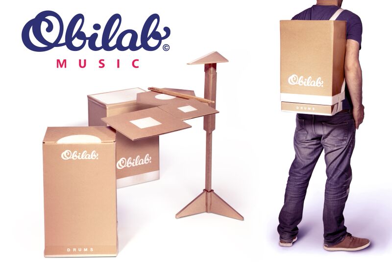 Foldable, cardboard Drumkit by Obilab